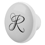 Schwarzer 3D-Kalligrafie-Anfangsbuchstabe | Pastel Keramikknauf (Rechts)