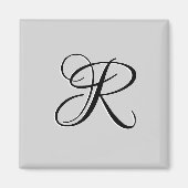 Schwarzer 3D-Kalligrafie-Anfangsbuchstabe | Pastel Magnet (Vorne)