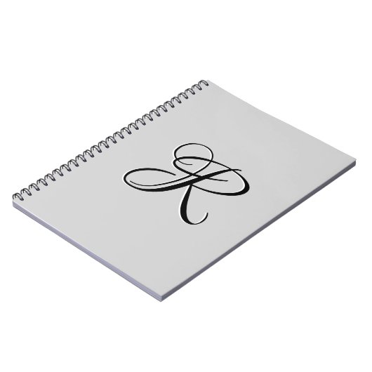 Schwarzer 3D-Kalligrafie-Anfangsbuchstabe | Pastel Notizblock (Linke Seite)