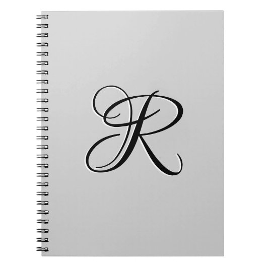 Schwarzer 3D-Kalligrafie-Anfangsbuchstabe | Pastel Notizblock (Vorderseite)