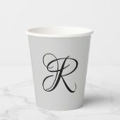 Schwarzer 3D-Kalligrafie-Anfangsbuchstabe | Pastel Pappbecher (Vorderseite)