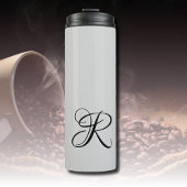 Schwarzer 3D-Kalligrafie-Anfangsbuchstabe | Pastel Thermosbecher