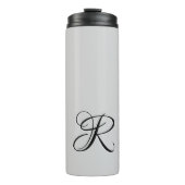 Schwarzer 3D-Kalligrafie-Anfangsbuchstabe | Pastel Thermosbecher (Vorderseite)