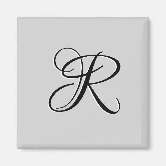 Schwarzer 3D-Kalligrafie-Initialbuchstabe | Pastel Magnet (Vorne)
