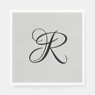 Schwarzer 3D-Kalligrafie-Initialbuchstabe Pastel Serviette