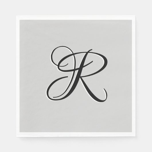 Schwarzer 3D-Kalligrafie-Initialbuchstabe | Pastel Serviette (Vorderseite)
