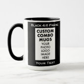 Schwarzer 4:6 Bilderrahmen 2 x Foto Custom Combo Tasse (Links)