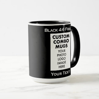 Schwarzer 4:6 Bilderrahmen 2 x Foto Custom Combo Tasse