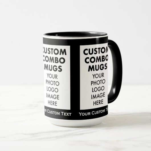 Schwarzer 4:6 Rahmen 3 x Foto Text Großes Benutzer Tasse (VorderseiteRechts)