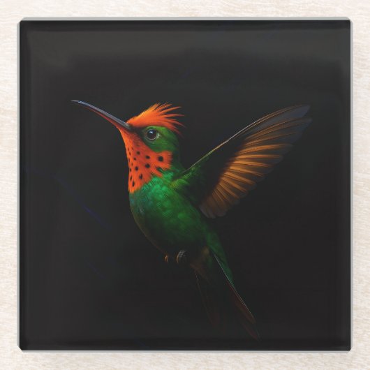 Schwarzer 4 Luxe Glas Untersetzer, Tufted Coquette Glasuntersetzer (Vorderseite)