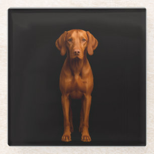 Schwarzer 4 Luxe Glasuntersetzer, agiler Vizsla-Hu Glasuntersetzer