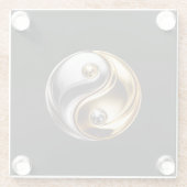 Schwarzer 4 Luxe Glasuntersetzer, Harmony Yin Yang Glasuntersetzer (Rückseite)