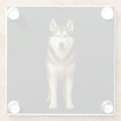 Schwarzer 4 Luxe Glasuntersetzer, Icy Elite Husky Glasuntersetzer (Rückseite)