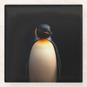 Schwarzer 4 Luxe Glasuntersetzer, Kaiserpinguin Glasuntersetzer