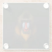 Schwarzer 4 Luxe Glasuntersetzer, Mandrill-Affe Glasuntersetzer (Rückseite)