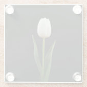 Schwarzer 4 Luxe Glasuntersetzer, Perlenweiße Tulp Glasuntersetzer (Rückseite)