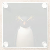 Schwarzer 4 Luxe Glasuntersetzer, Rockhopper-Pingu Glasuntersetzer (Rückseite)