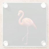 Schwarzer 4 Luxe Glasuntersetzer, Rosa Flamingo Glasuntersetzer (Rückseite)