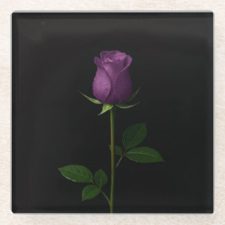 Schwarzer 4 Luxe Glasuntersetzer, Royal Violet Ros Glasuntersetzer