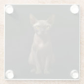 Schwarzer 4 Luxe Glasuntersetzer, Sphynx-Katze Glasuntersetzer (Rückseite)