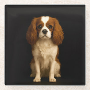 Schwarzer 4 Luxe Glasuntersetzer, Sweet Cavalier S Glasuntersetzer