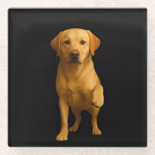 Schwarzer 4 Luxe Glasuntersetzer, Zarter Labrador Glasuntersetzer (Vorderseite)