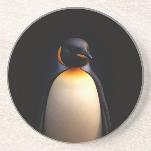 Schwarzer 4 Luxe Untersetzer mit Kaiserpinguin (Vorne)