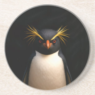 Schwarzer 4 Luxe Untersetzer mit Rockhopper Pingui