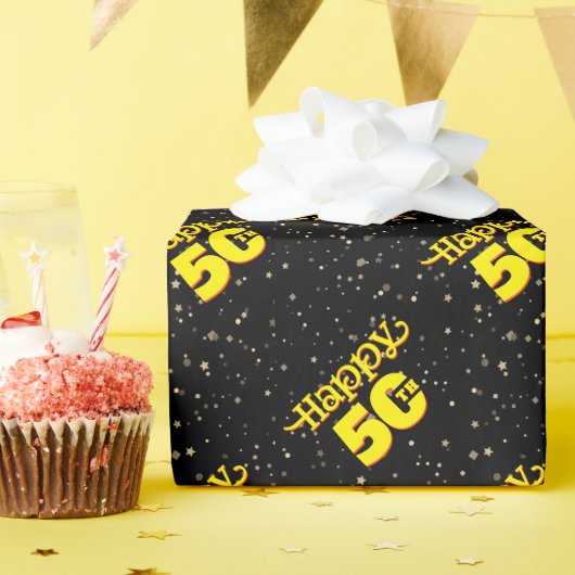 Schwarzer 50. Geburtstag Geschenkpapier (Geburtstagsparty)