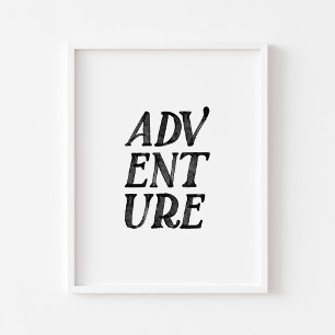 Schwarzer Abenteuerdruck in Aquarellfarbe Poster