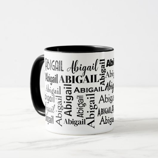 Schwarzer ABIGAIL-Name auf Weiß Tasse (Vorderseite Links)