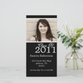 Schwarzer Abschluss 2011 Fotokarte lädt ein (Stehend Vorderseite)