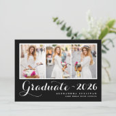 Schwarzer Abschluss 2025 Einladung (Stehend Vorderseite)