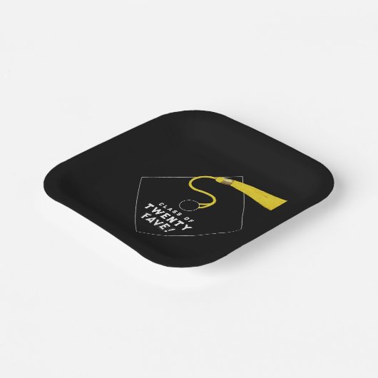 Schwarzer Abschluss 2025 Party Pappteller (Gewinkelt)