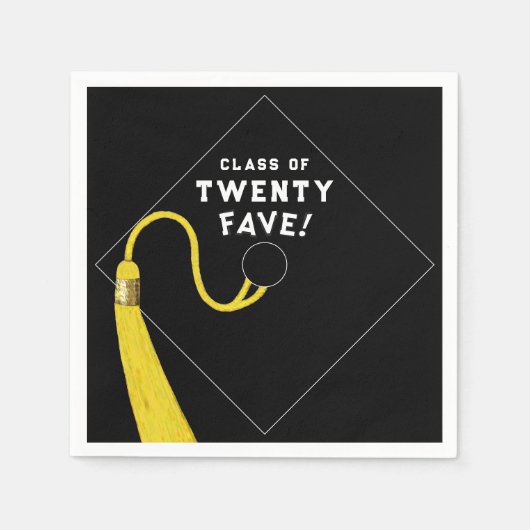 Schwarzer Abschluss 2025 Party Serviette (Vorderseite)