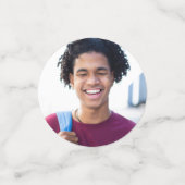 Schwarzer Abschluss 3 Foto Fett Weiße Script-Cap Konfetti (Klein Vorderseite)