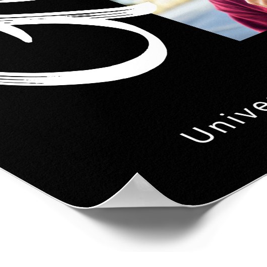 Schwarzer Abschluss 3 Foto Fettformatierung Weißes Poster (Ecke)