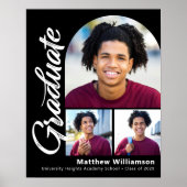 Schwarzer Abschluss 3 Foto Fettformatierung Weißes Poster (Vorne)