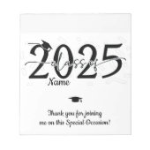 Schwarzer Abschluss Candy Bar Wraps Gastgeschenk Notizblock (Vorderseite)