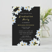 Schwarzer Abschluss der weißen Blume Einladung Gol (Stehend Vorderseite)