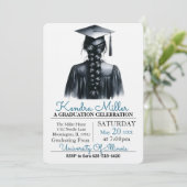 Schwarzer Abschluss Einladung (Stehend Vorderseite)