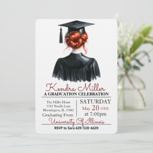 Schwarzer Abschluss Einladung (Stehend Vorderseite)