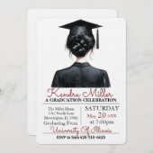 Schwarzer Abschluss Einladung (Vorne/Hinten)