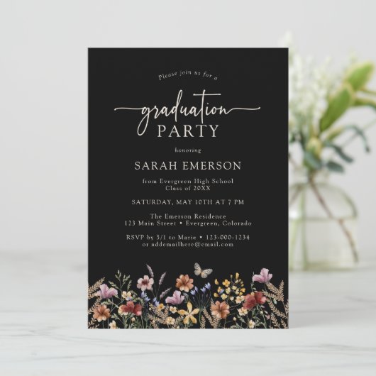 Schwarzer Abschluss Einladung (Stehend Vorderseite)
