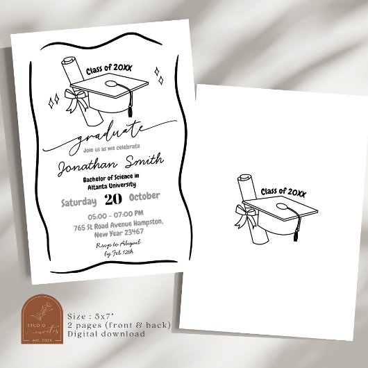 Schwarzer Abschluss Einladung