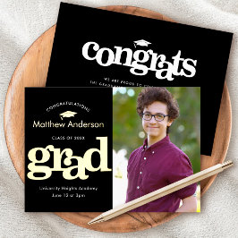 Schwarzer Abschluss Foto Moderne Typografie reales Folieneinladung