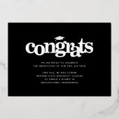 Schwarzer Abschluss Foto Moderne Typografie reales Folieneinladung (Rückseite)