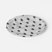 Schwarzer Abschluss Hut auf Silver Stilvolles Grad Pappteller (Schrägansicht)