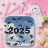 Schwarzer Abschluss im Jahr 2025 Pappteller (Party)