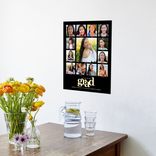 Schwarzer Abschluss K-12 FotoCollage Bold Real Gol Foliendrucke (Ablage(Küche))